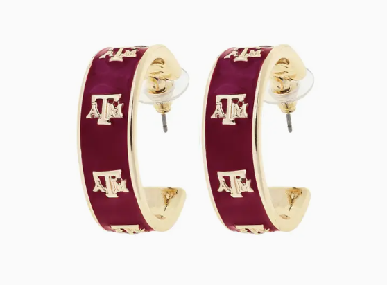 Texas A&M Aggies Enamel Hoop Earrings (Pre-Order)