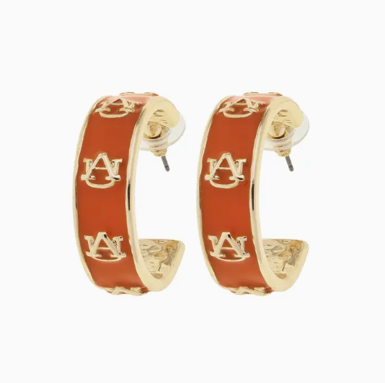 Auburn Tigers Enamel Hoop Earrings (Pre-Order)