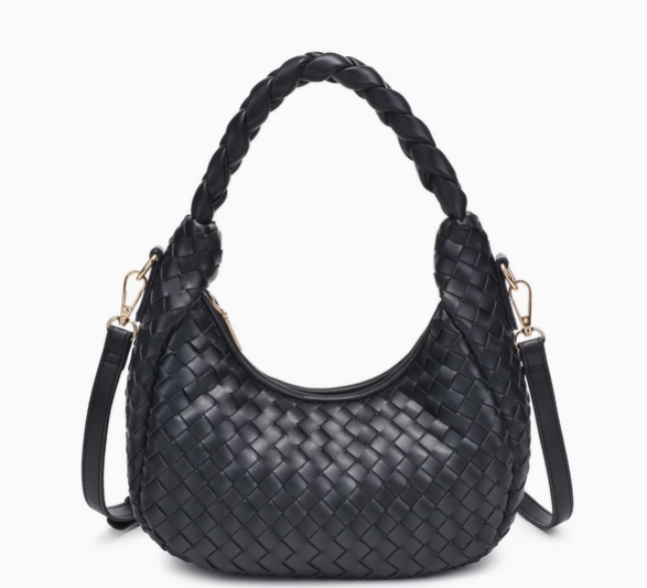 Laken Woven Shoulder Bag - Black