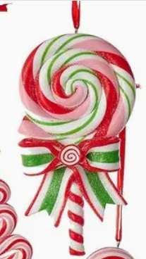 Kurt Adler Candy Cane Lollipop Ornament - Red, Green, and White