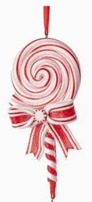 Kurt Adler Candy Cane Lollipop Ornament - Red and White