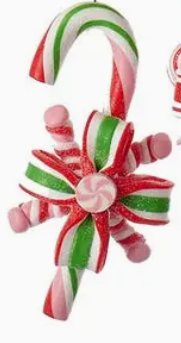 Kurt Adler Red, Green & White Peppermint Candy Cane Christmas Ornament