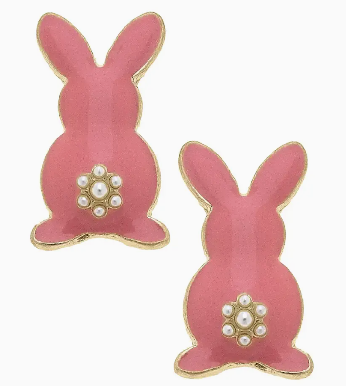 Cotton Tail Enamel Stud Earrings in Pink