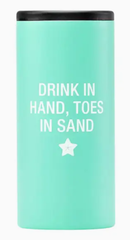 Slim Can Cooler - "Drink in Hand, Toes in Sand"