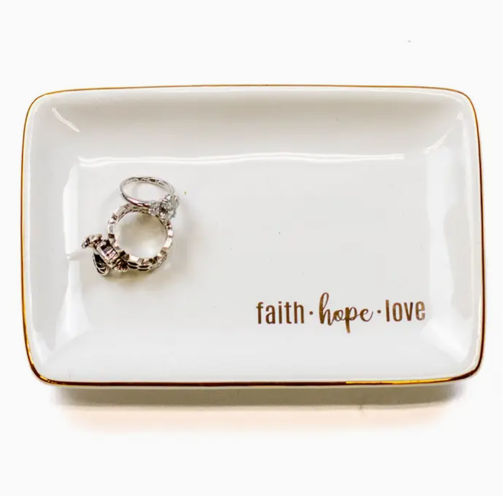Faith Hope Love Trinket Tray - 6"x4"