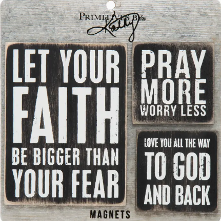 Faith Magnet Set | Set of 3 Wooden Inspirational Magnets | Christian Home Decor