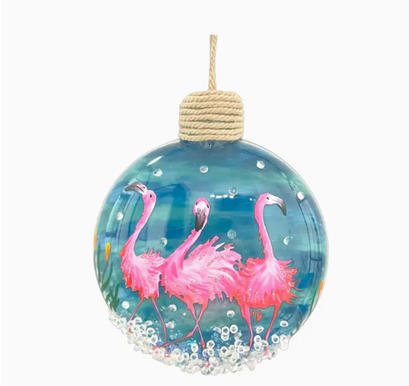 Painted Flamingo Christmas Ornament