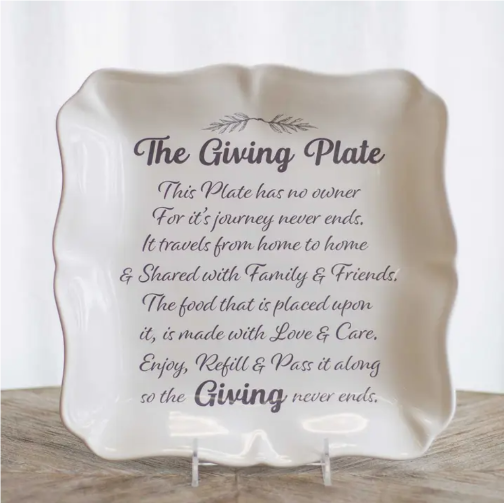 Square Platter Giving Plate - White and Gray 11.5"x11.5"