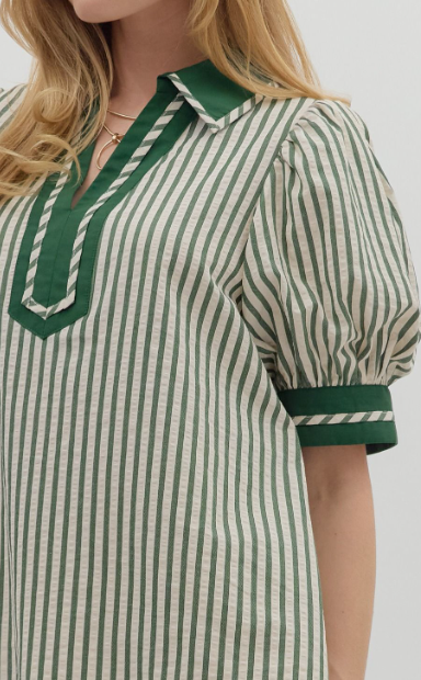 Stripe Contrast Short Sleeve Top