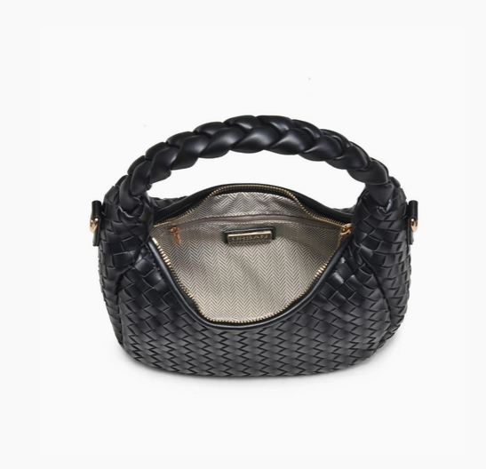 Laken Woven Shoulder Bag - Black