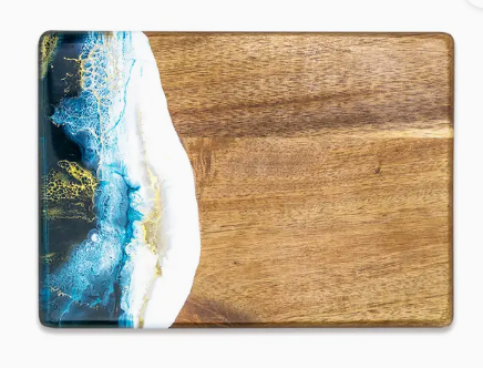 Resin Cutting Board in Sapphire Sky - Small 11" x 8"