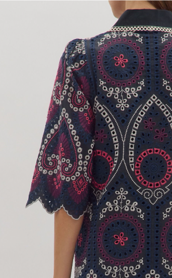 Entro Navy Eyelet Dress
