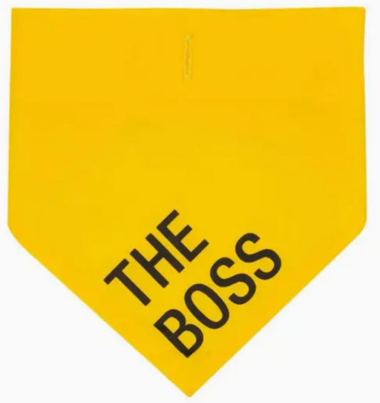 Small/Medium Dog Bandana - Yellow "The Boss"