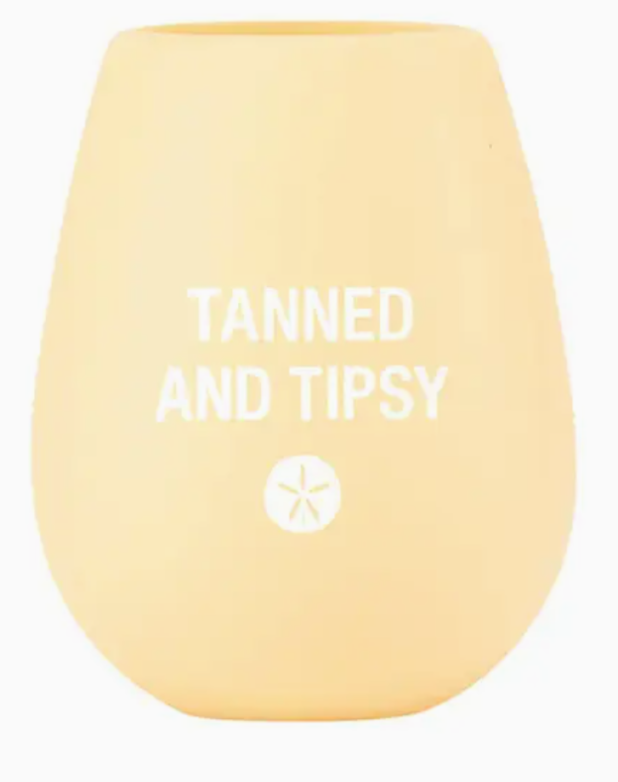 Yellow Silicone Wine Glass - Tanned and Tipsy