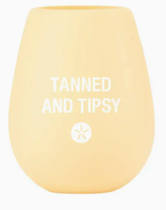 Yellow Silicone Wine Glass - Tanned and Tipsy