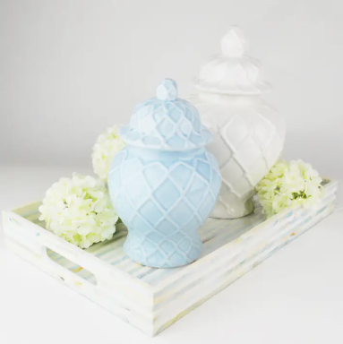 Small Light Blue Textured Ginger Jar