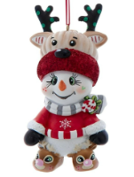 Kurt Adler Snowman with Reindeer Hat Ornament