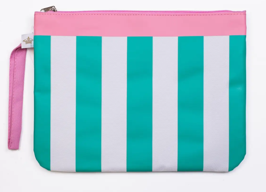 San Blas Stripe Wet/Dry Bag - Turquoise and Pink 12x9