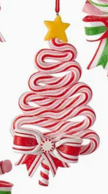 Kurt Adler Candy Cane Tree Ornament - Red and White