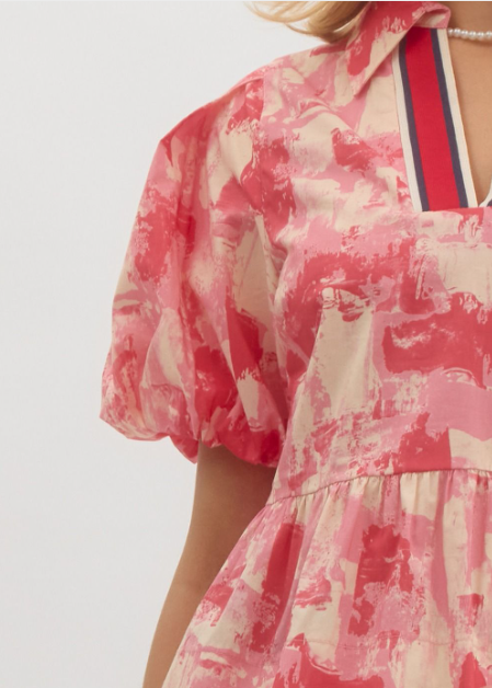 Abstract Pattern Shirt - Red & Pink