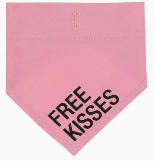 Small/Medium Dog Bandana - Pink "Free Kisses"