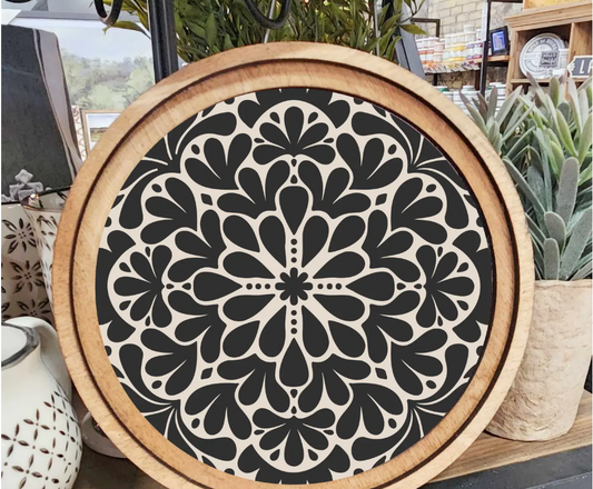 8" Round Black Medallion Art