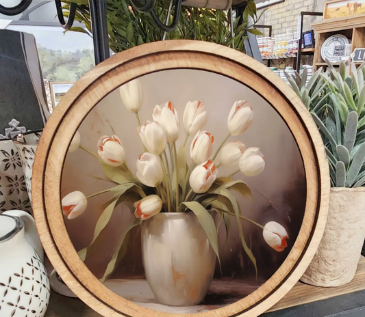 8" Round Tulips Art