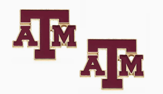 Texas A&M Aggies Enamel Stud Earrings in Maroon