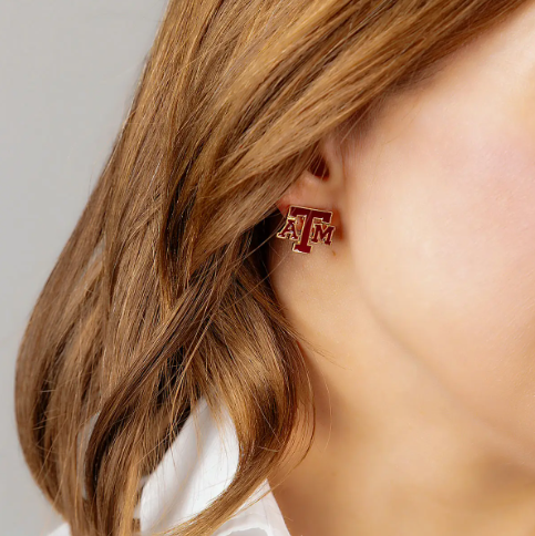 Texas A&M Aggies Enamel Stud Earrings in Maroon