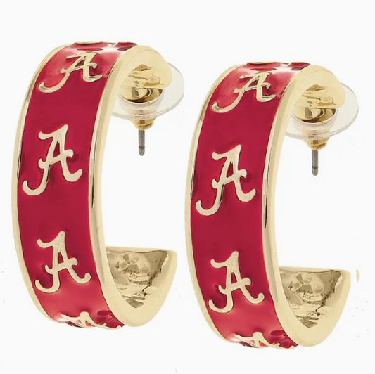 Alabama Crimson Tide Enamel Hoop Earrings (Pre-Order)
