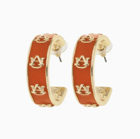 Auburn Tigers Enamel Hoop Earrings (Pre-Order)