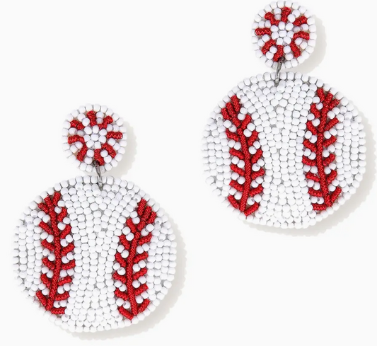 Beaded Baseball Earrings