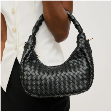 Laken Woven Shoulder Bag - Black