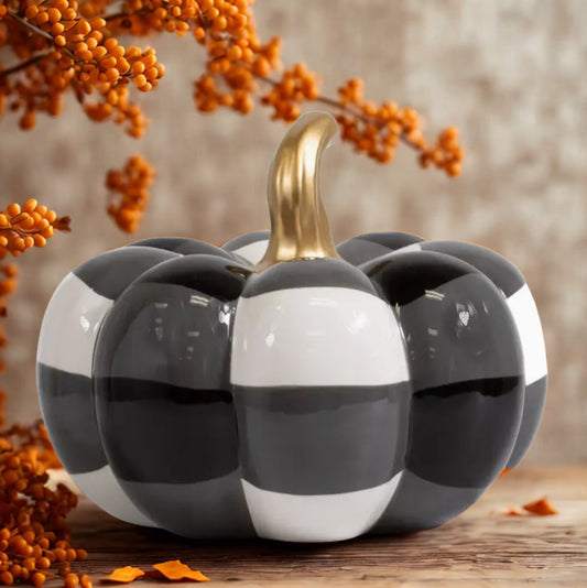 Pumpkin Decor - White, Black, and Gray 8.5"x6.5"