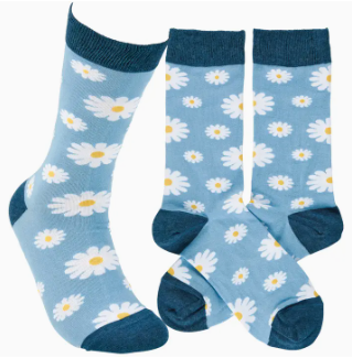 Blue Daisy Socks | Garden Collection | Hand-Illustrated Novelty Socks