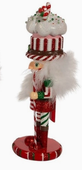Kurt Adler 10" Nutcracker | Candy & Cake Fun Hat with Candy Canes