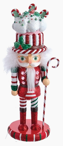 Kurt Adler 10" Nutcracker | Candy & Cake Fun Hat with Candy Canes