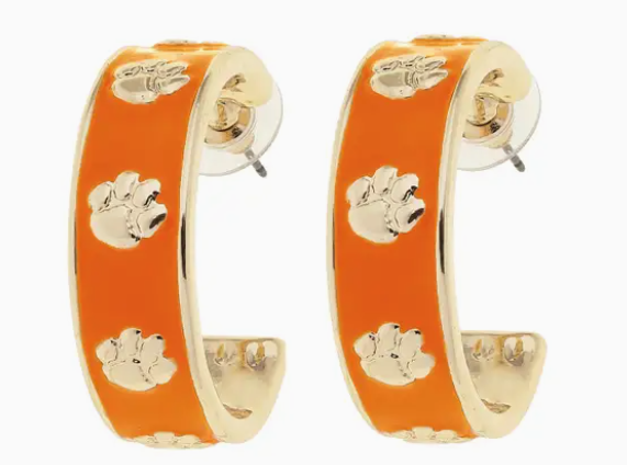 Clemson Tigers Enamel Logo Hoop Earrings