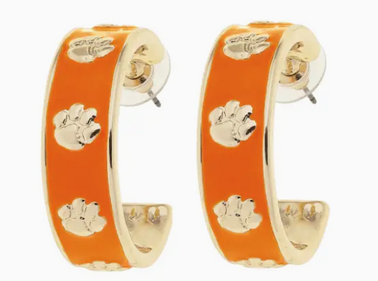 Clemson Tigers Enamel Logo Hoop Earrings