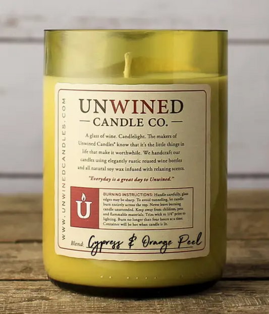 Cypress/Orange Peel - Wine Bottle Candle