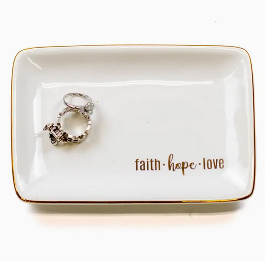 Faith Hope Love Trinket Tray - 6"x4"