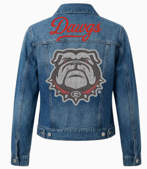 *PREORDER* University of Georgia Bulldog Logo & Dawgs Script Blue Denim Jacket