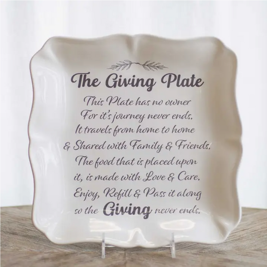 Square Platter Giving Plate - White and Gray 11.5"x11.5"