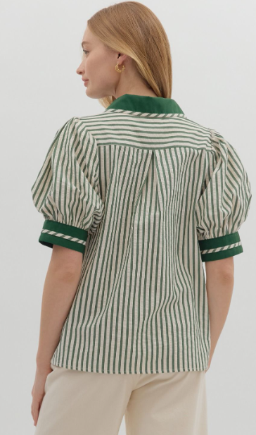 Stripe Contrast Short Sleeve Top
