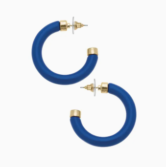 Hillary Resin Hollow Hoop Earrings - Blue