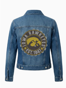*PREORDER* Iowa Hawkeyes Rhinestone Denim Jacket | Est. 1841 Logo | Game Day Fan Wear