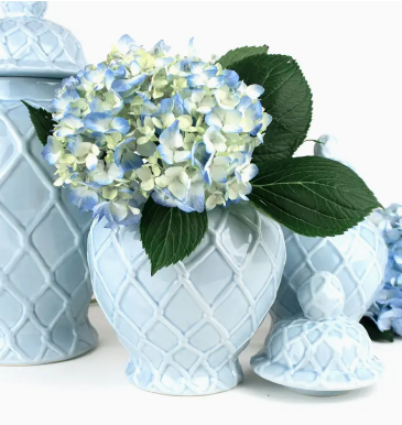 Large Light Blue Textured Ginger Jar
