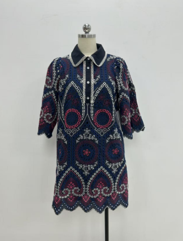 Entro Navy Eyelet Dress