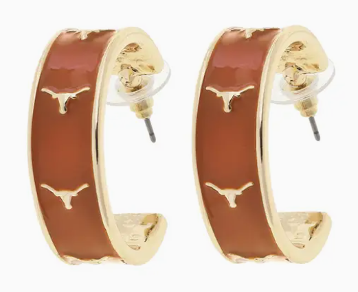 Texas Longhorns Enamel Hoop Earrings Orange (Pre-Order)