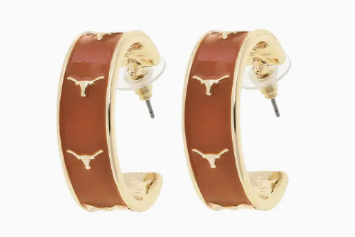 Texas Longhorns Enamel Hoop Earrings Orange (Pre-Order)